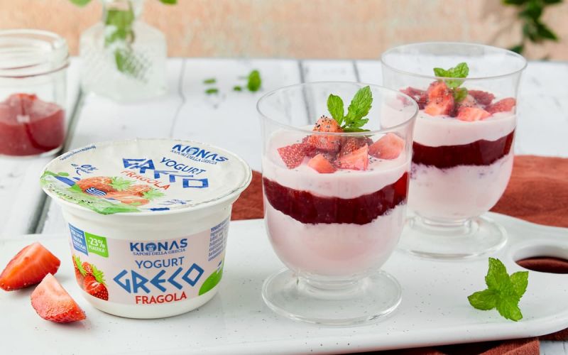 Cheescake con yogurt greco fragola