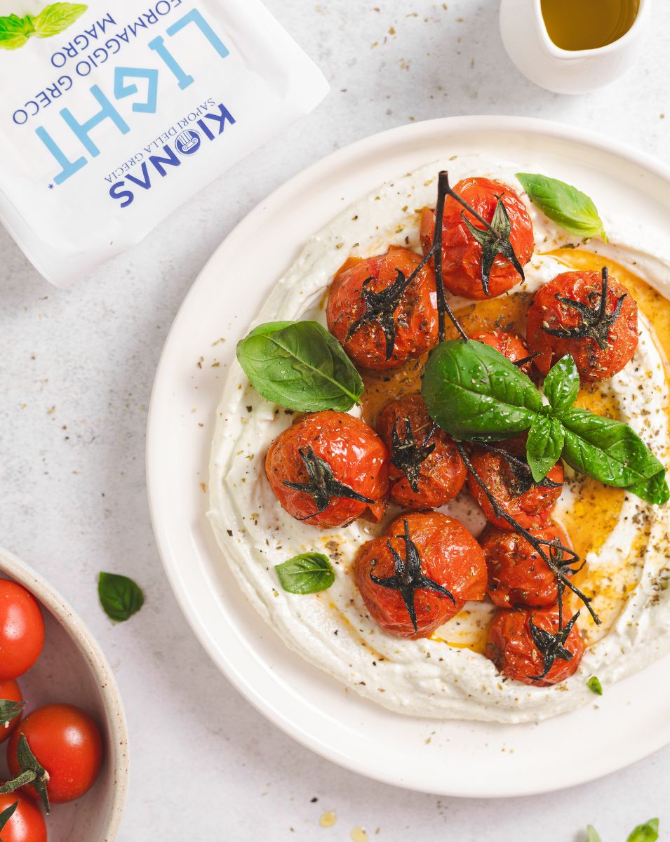 Crema di formaggio greco light e Pomodorini al Forno