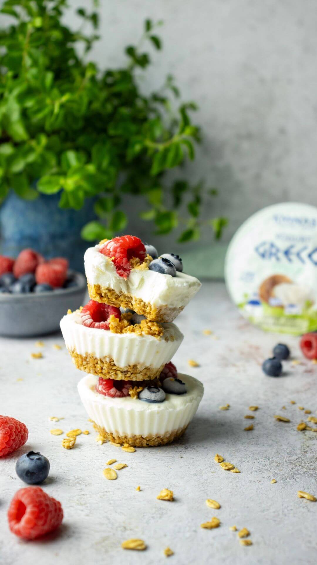 Frozen yogurt granola cups con yogurt greco al cocco