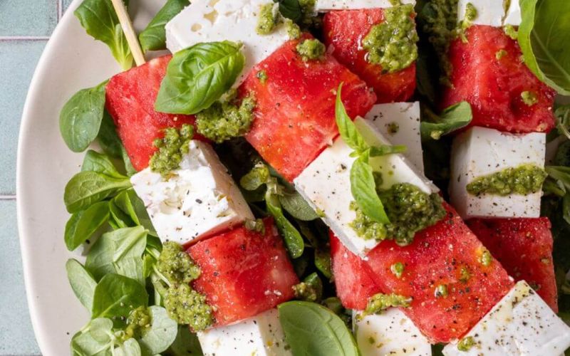 Spiedini di anguria e formaggio greco light