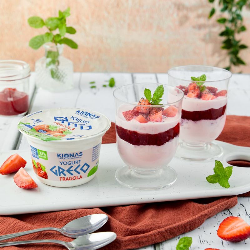 Cheescake con yogurt greco fragola
