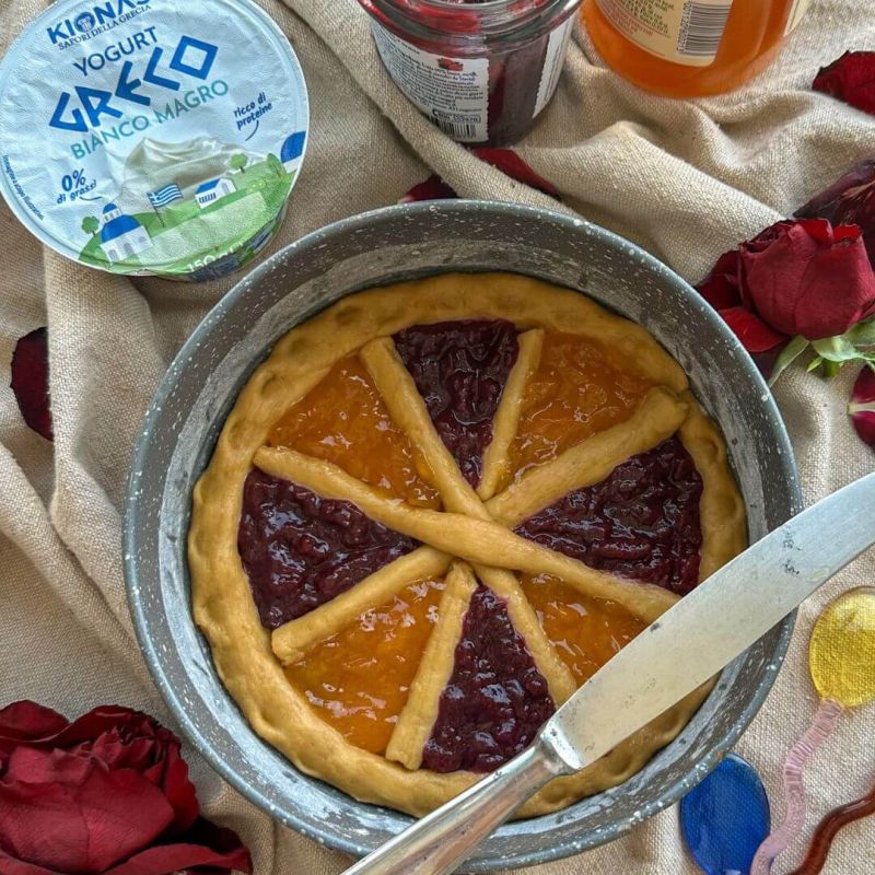 Crostata bigusto con frolla al farro e yogurt greco senza burro
