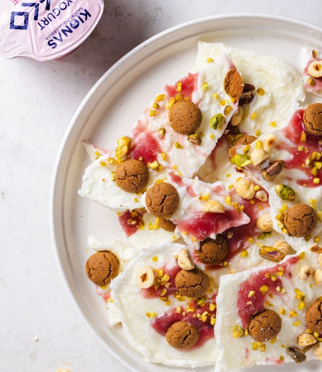 Frozen bars con yogurt e lamponi