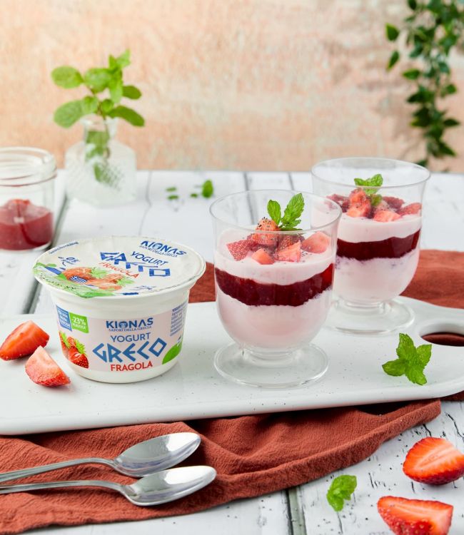 Cheescake con yogurt greco fragola