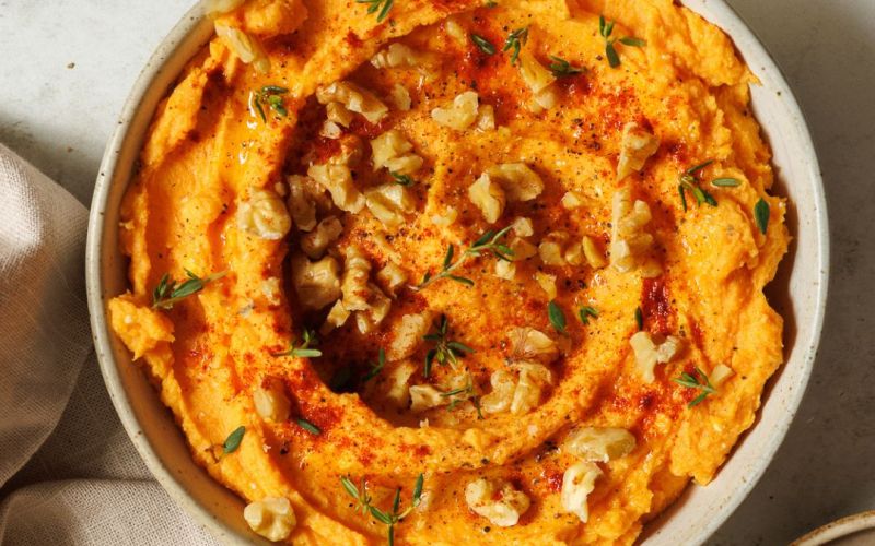 Crema di patate dolci e spalmabile con feta