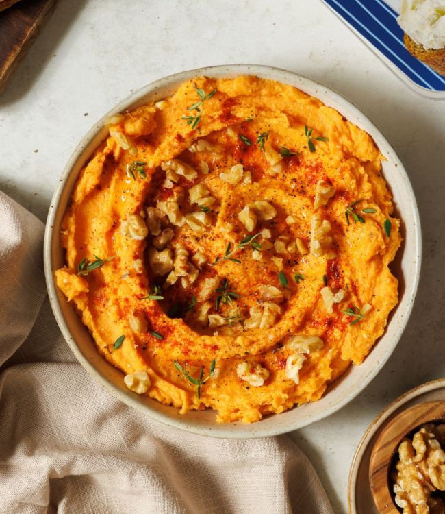 Crema di patate dolci e spalmabile con feta