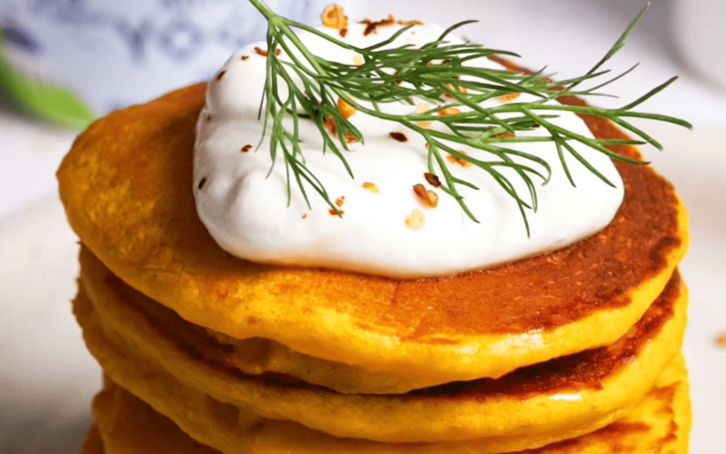 Ricetta pancake salati con zucca e yogurt greco Kionas
