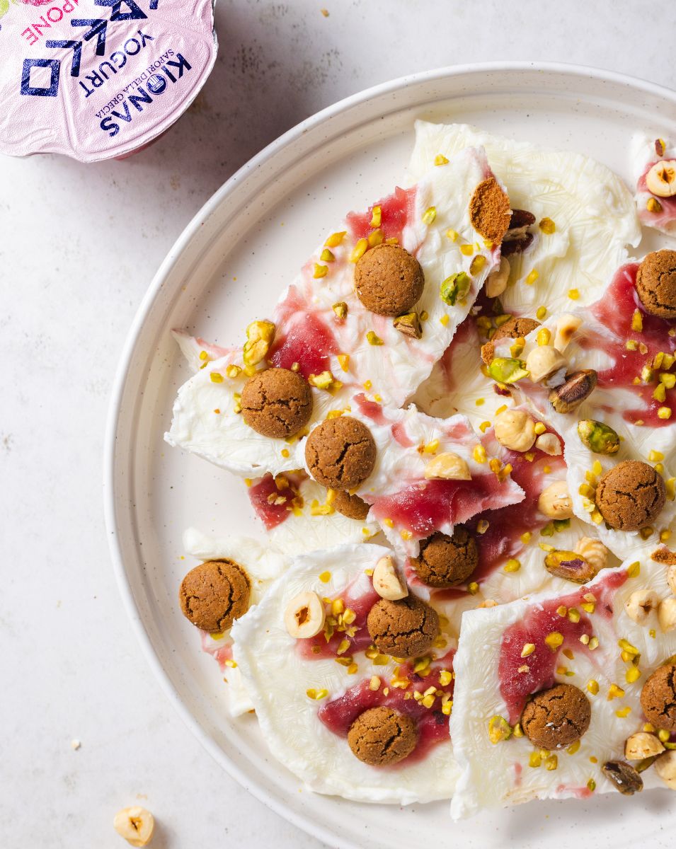 Frozen bars con yogurt e lamponi