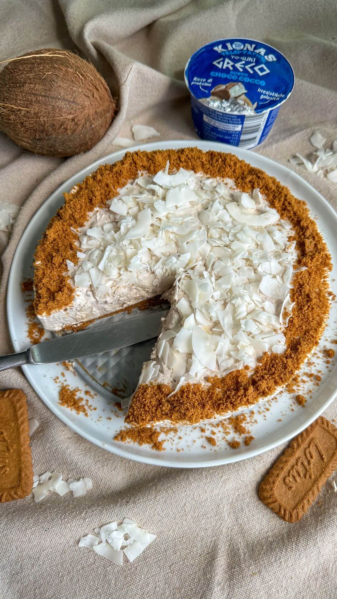 Cheesecake al choco cocco e biscotti Lotus senza cottura