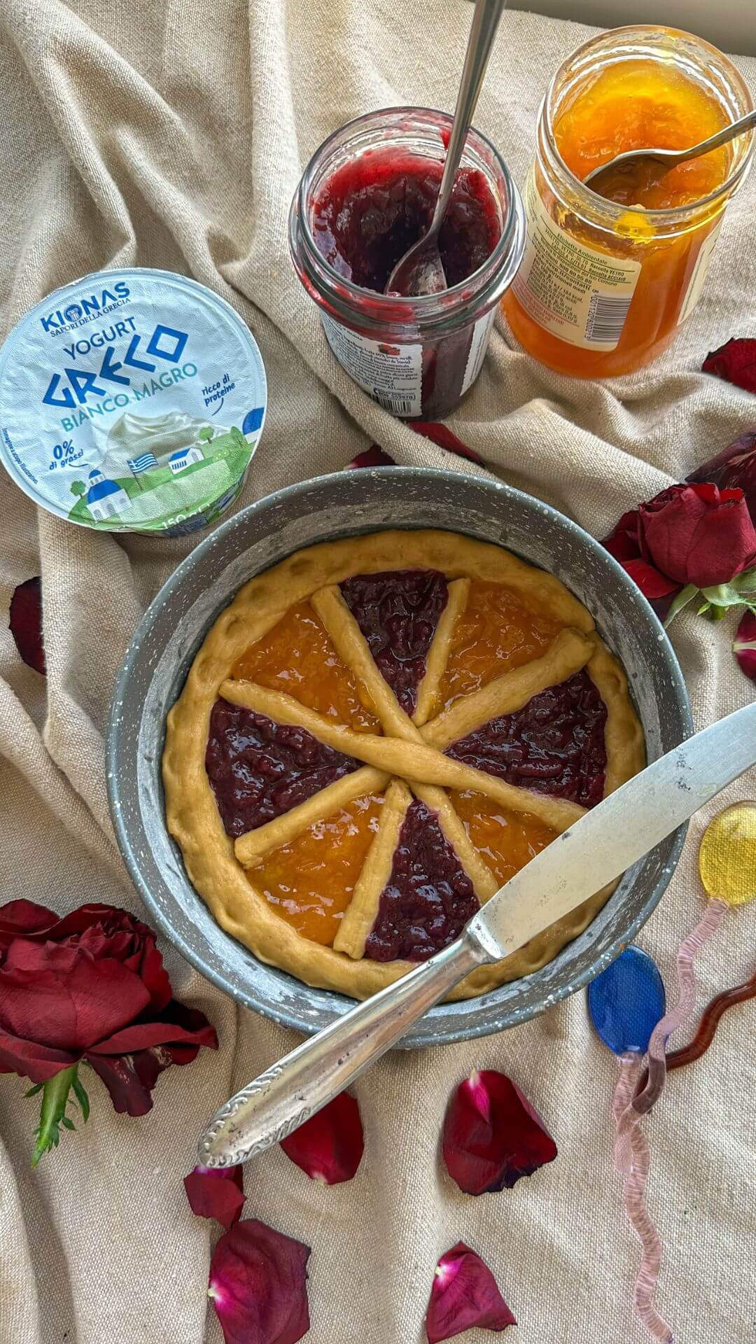 Crostata bigusto con frolla al farro e yogurt greco senza burro
