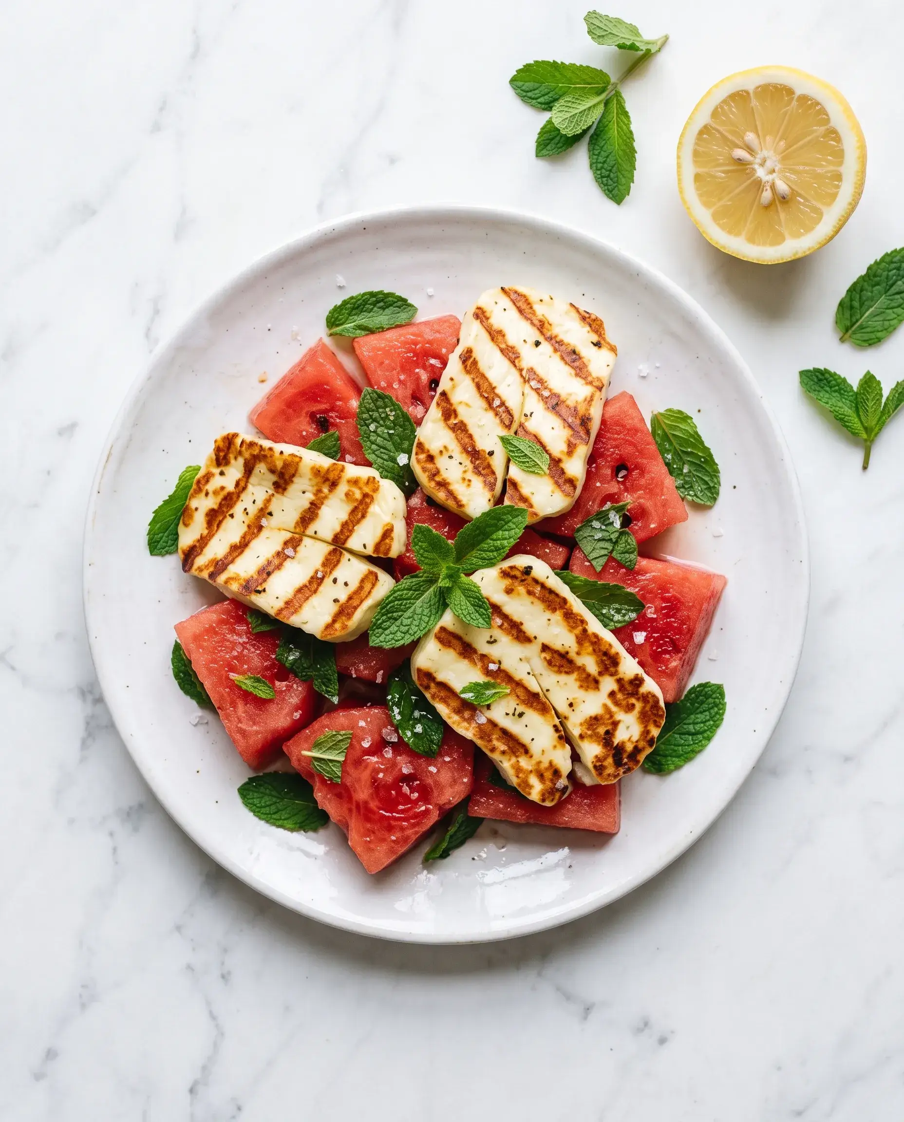 Halloumi alla griglia con anguria e menta