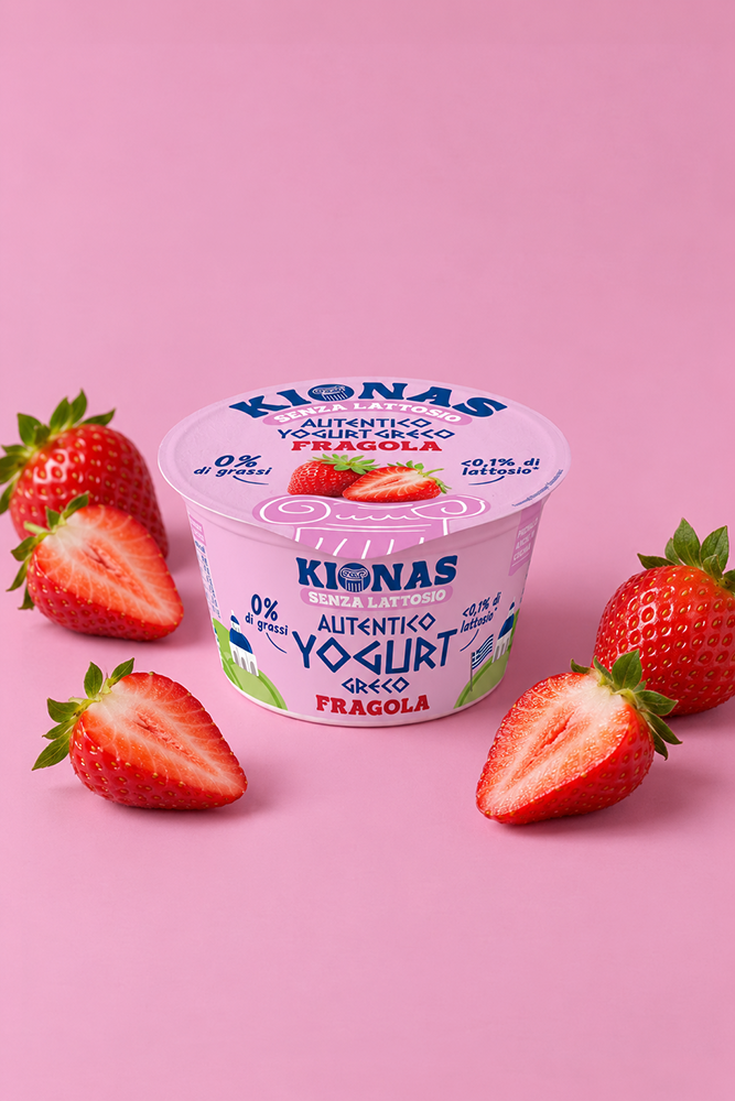 Kionas yogurt greco senza lattosio gusto fragola 0% grassi